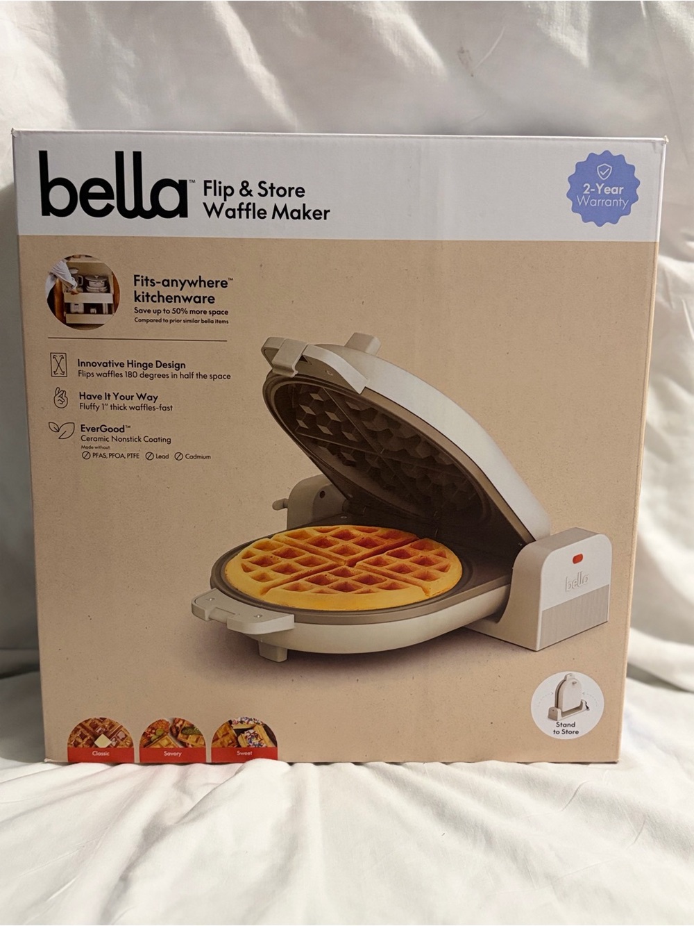 bella Flip & Store Waffle Maker - Oatmilk Color